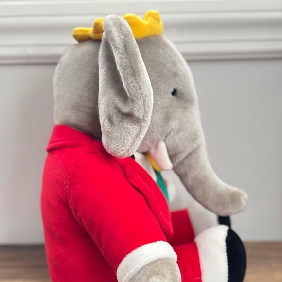 VINTAGE 1988 King BABAR Elephant Red Tuxedo Crown 14” Plush Christmas Toy Gund - Picture 5 of 14